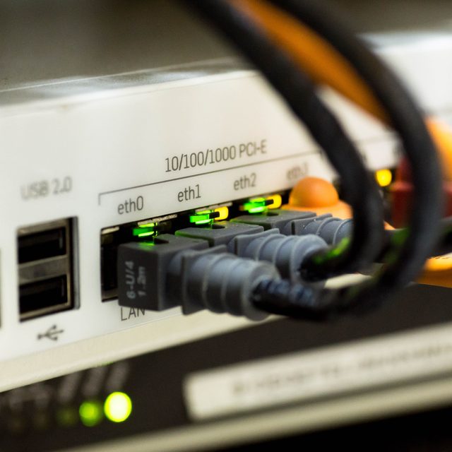 Netzwerkkabel an einem Switch